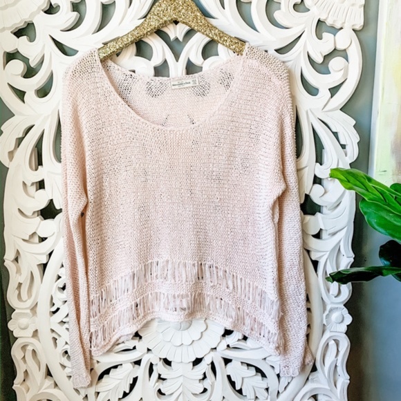 Abercrombie & Fitch Sweaters - Abercrombie & Fitch Light Pink Crochet Sweater